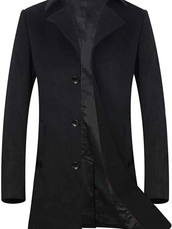 Double Breast Black Trench Wool Coat