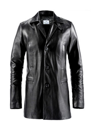VearFit Max Payne Mark Wahlberg 3-Button Leather Trench Coat Blazar for Men