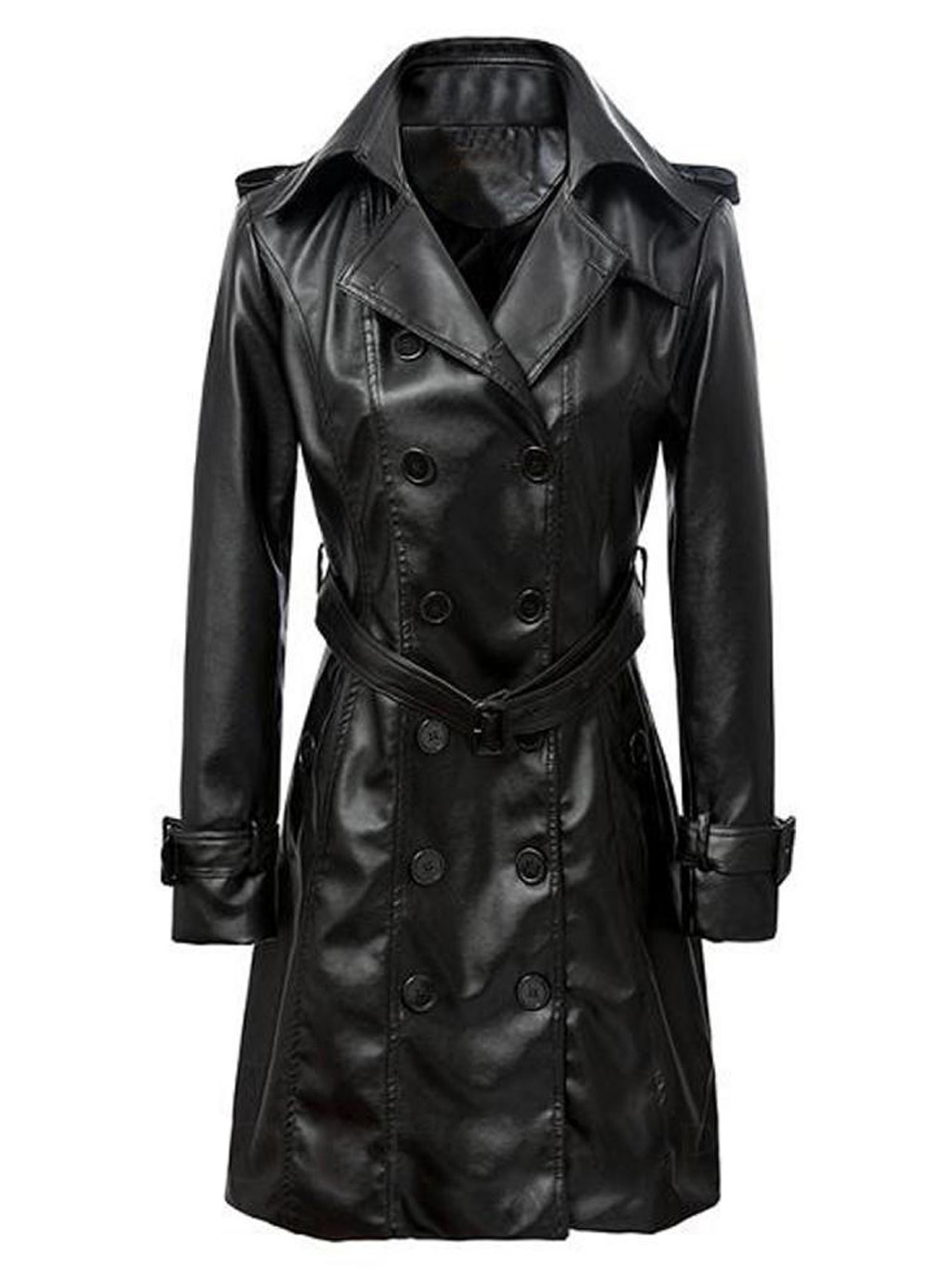 VearFit Women's Smarterious Long Coat Blazar Plus Size Leather Jacket ...