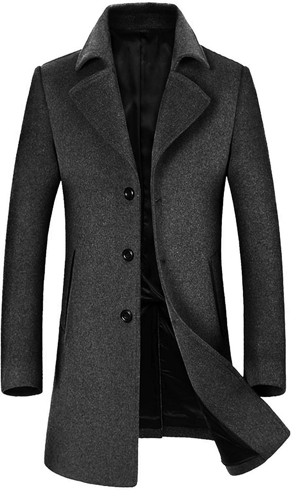Men's Double Breast Black Trench Wool Coat, Gentle Style | VearFit