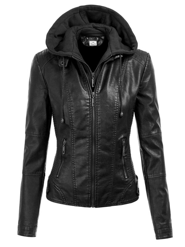 Women Hooded Leather Jackets