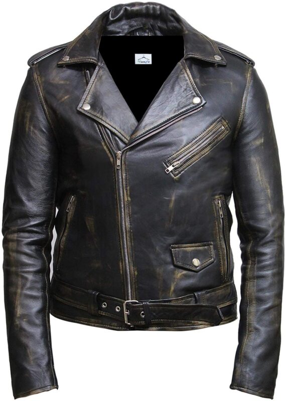 Rub Off Black Leather Jacket
