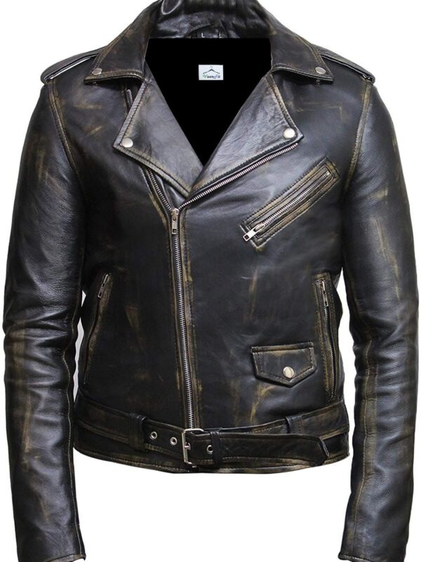 Rub Off Black Leather Jacket