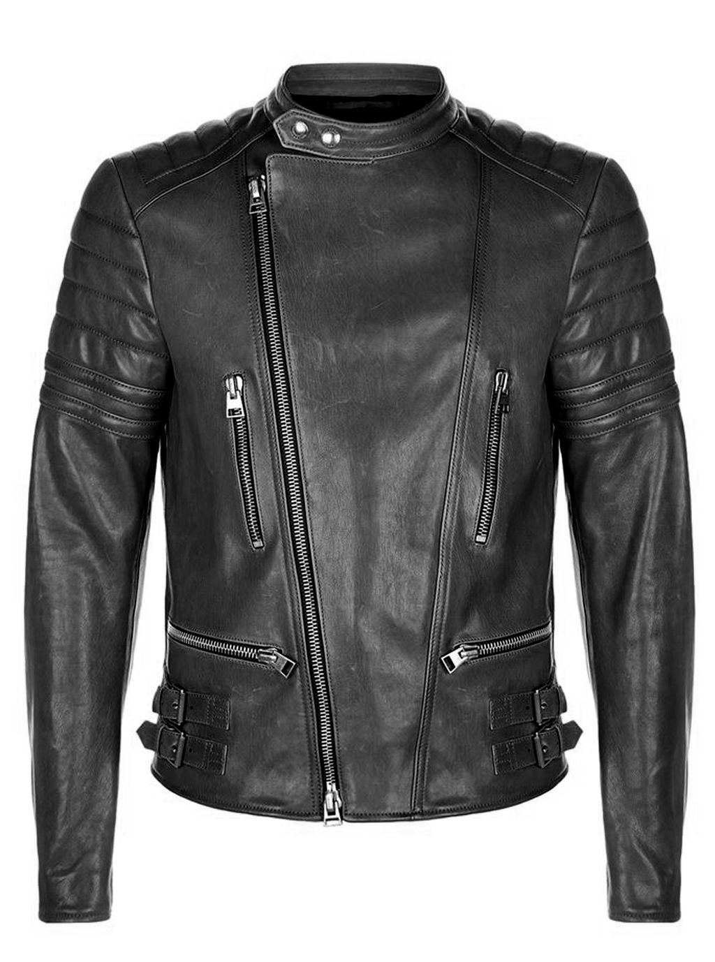 VearFit Cartious Qualited Black Biker Motorcyle Real Lambskin Leather ...