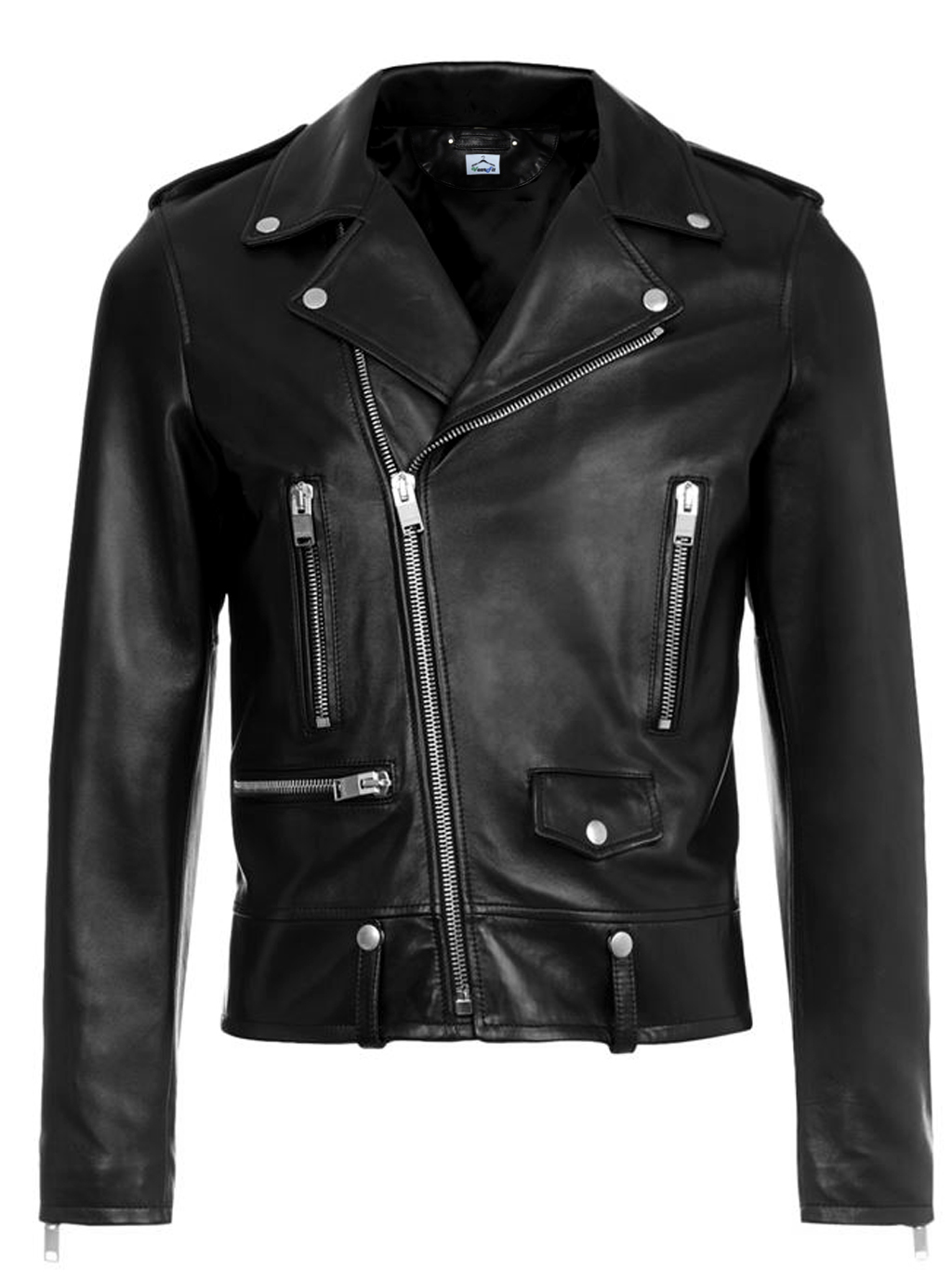 VearFit Men's Starduck Biker Motorcycle Black Real Genuine Leather ...
