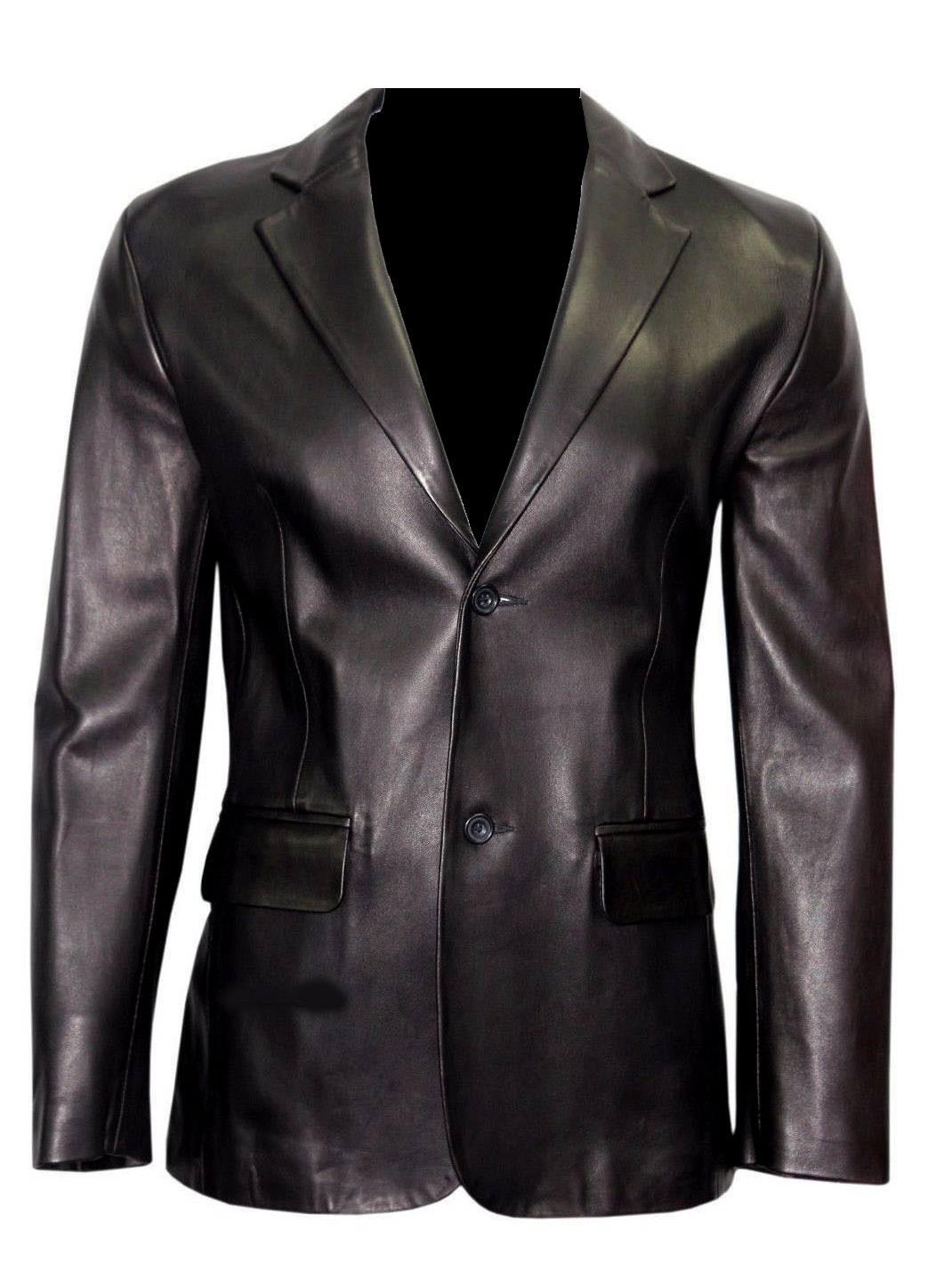 Black Faux leather Formal Long Coat for Men | VearFit