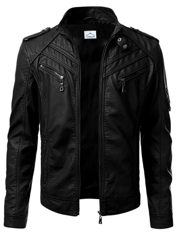 Faux Biker Leather Jacket
