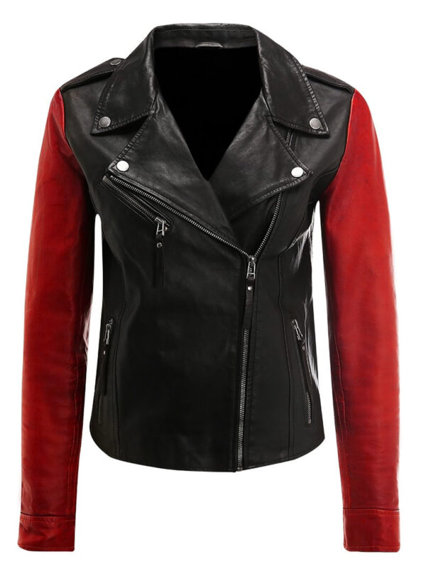 Women Leather Contras Jacket