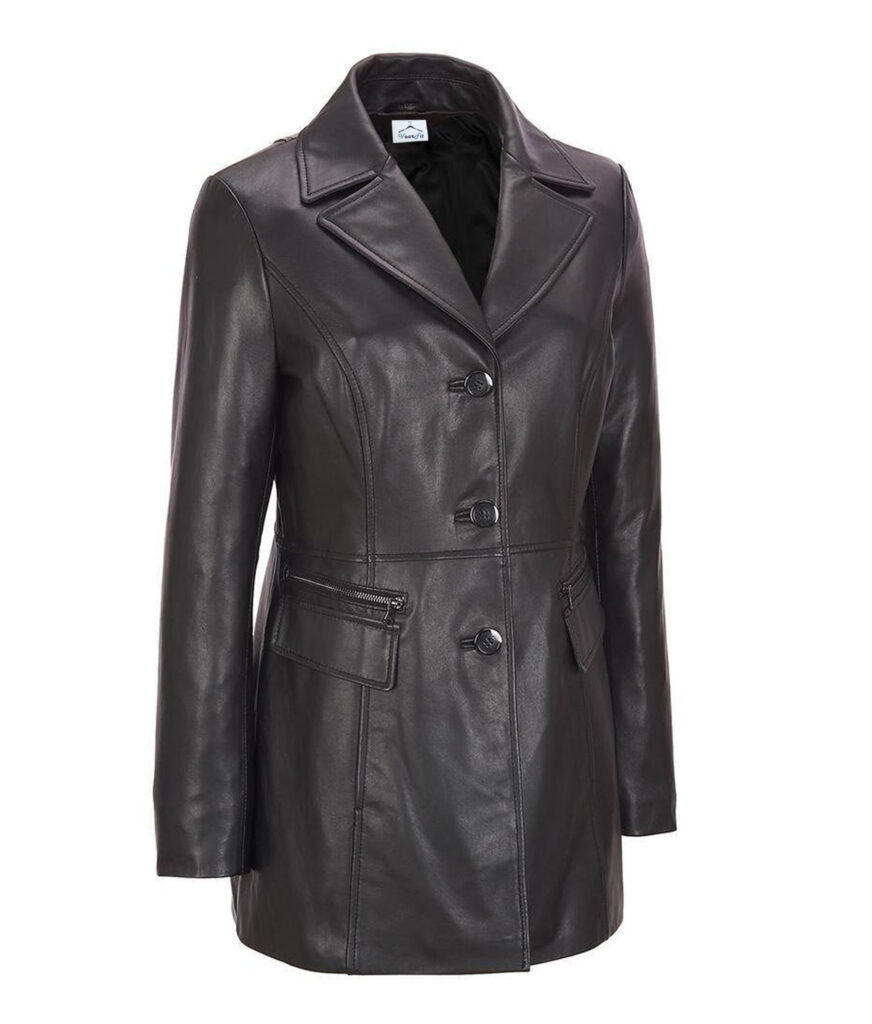 Women Genuine Leather coats Short Trench Zipper Style