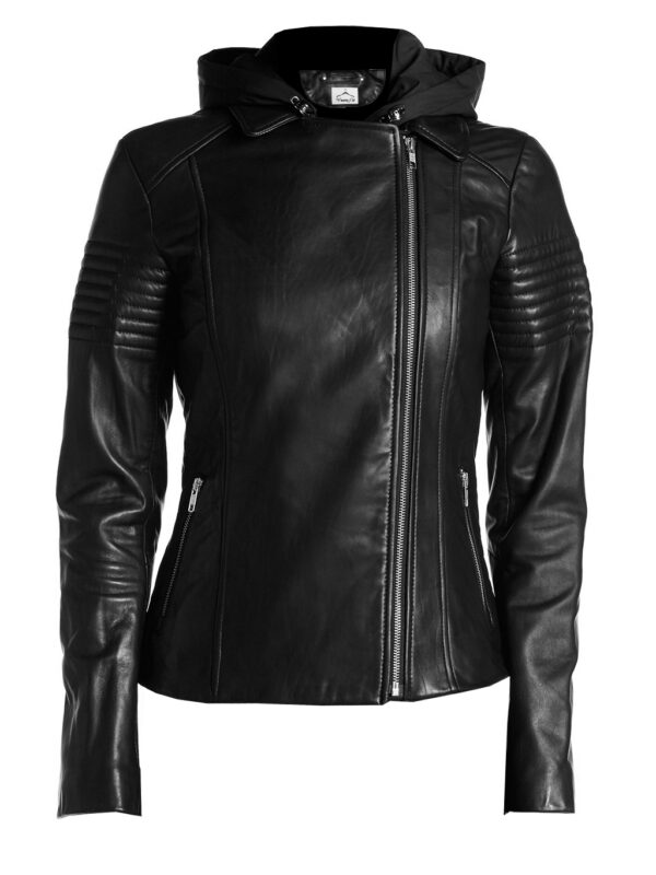 Hooded Women Leather Jackets