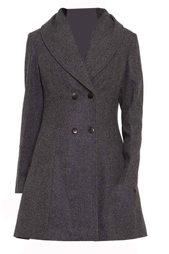 Gray Blend Wool Coat