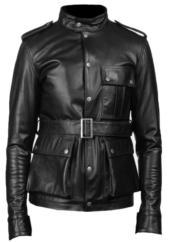 Men Military Leather Jacket