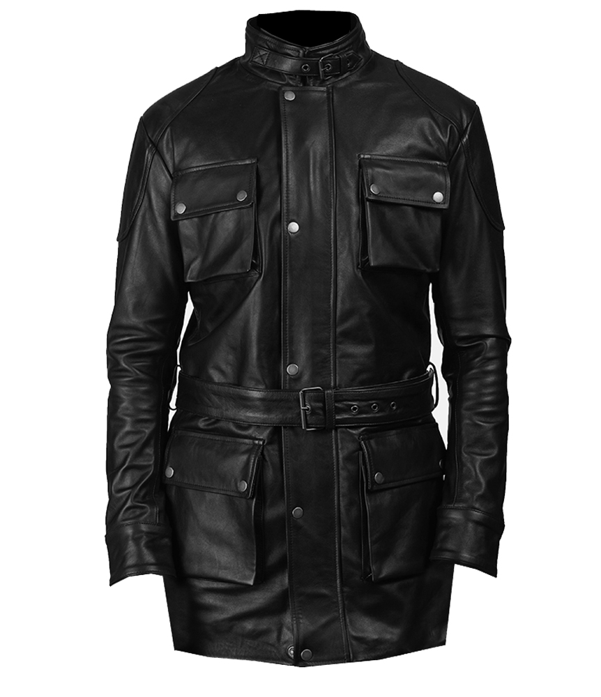 Men Leather Military Coat Designer Stylish | VearFit