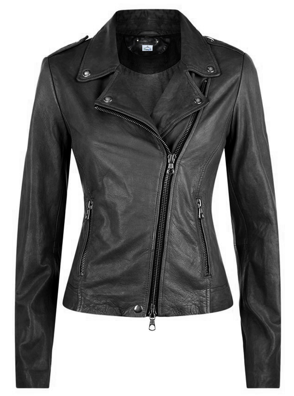 Real Lambskin Black Leather Jacket Women | VearFit