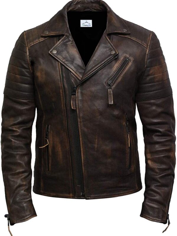 Rub off Brown Leather Jacket
