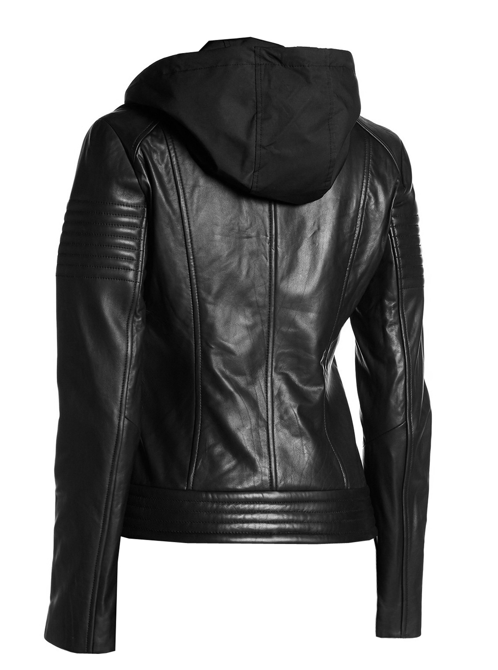 Hoved Creed lave mad Hooded Women Leather Jackets Zippy side pockets Quilted Design