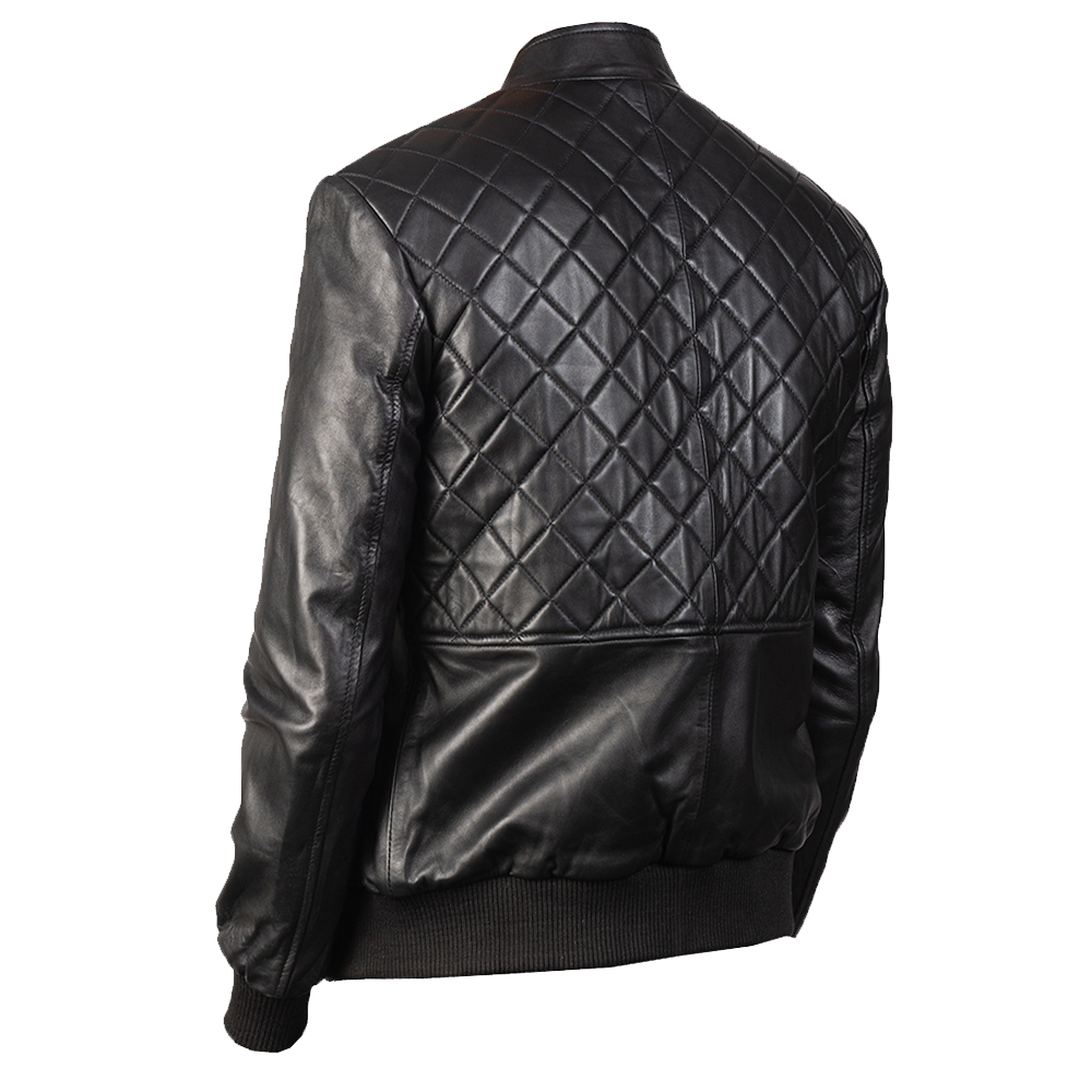 Quilted Leather Bomber Jacket For Men | VearFit