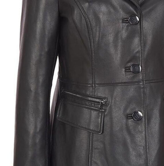 Women Genuine Leather coats Short Trench Zipper Style