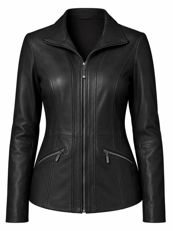 VearFit Fantam Designer Missy Tan, Gray, Red, Black Women Leather Blazar Coat
