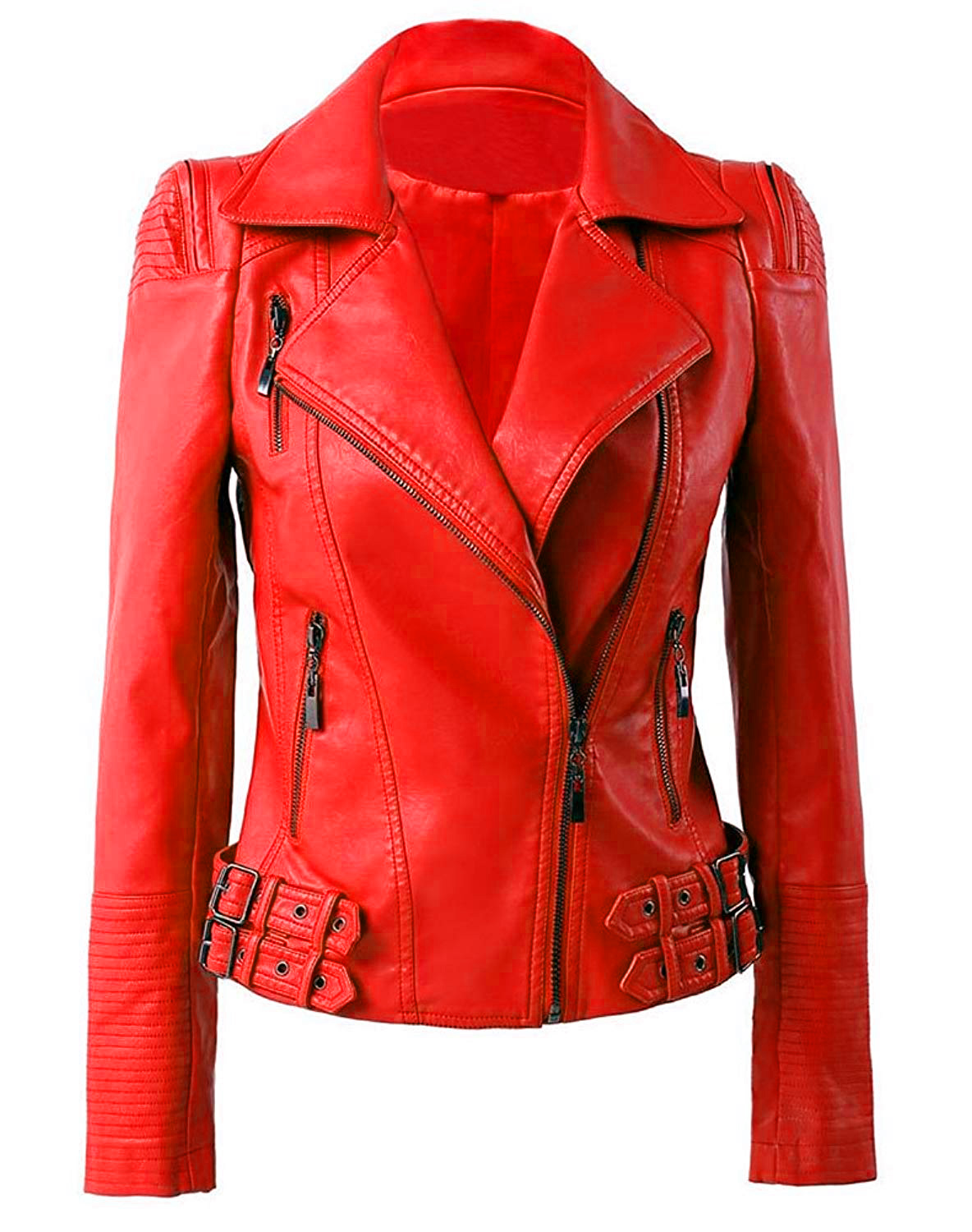 Women Biker Leather Jacket Designer Winter Collection