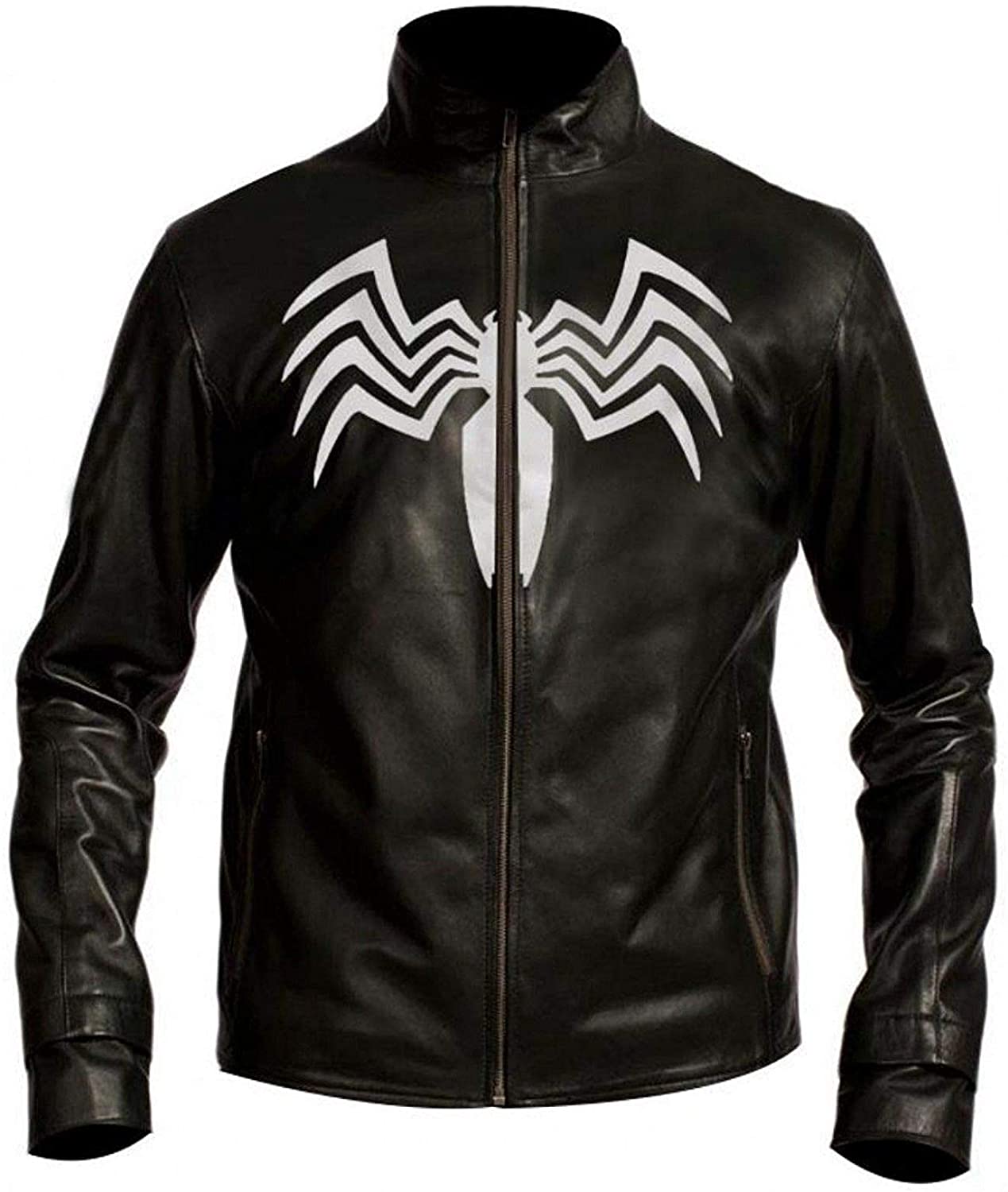 VearFit Venom Crawling Faux Leather Movie Design Super Hero Black Jackets