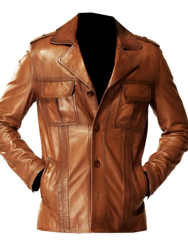 VearFit Trenchi Coat Blazar Wax Distressed Vintage look Real Leather Coat For Men