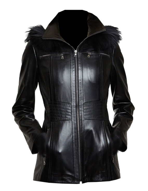 Women Hooded Leather Jackets